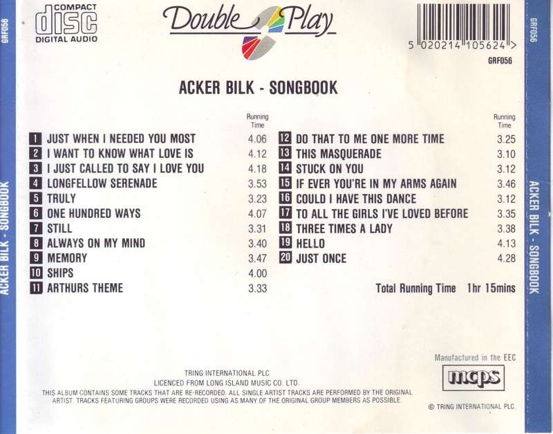 ACKER BILK - Songbook (CD) GRF056 VG+(R25 SALE)