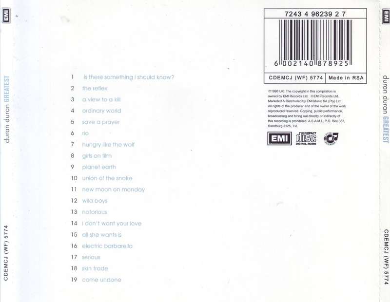 DURAN DURAN - Greatest hits (CD) CDEMCJ (WF) 5774 EX