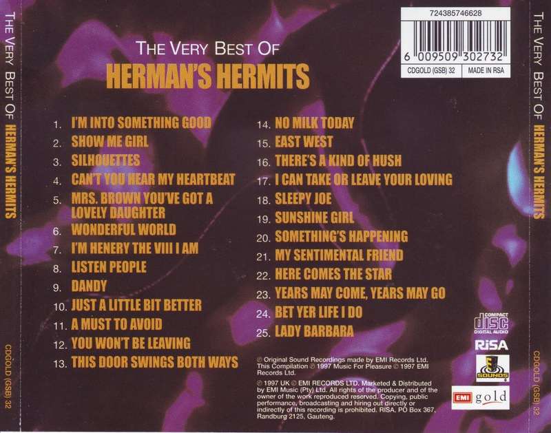 HERMAN`S HERMITS - The Very Best Of Herman`s Hermits (CD) CDGOLD (GSB) 32 NM-