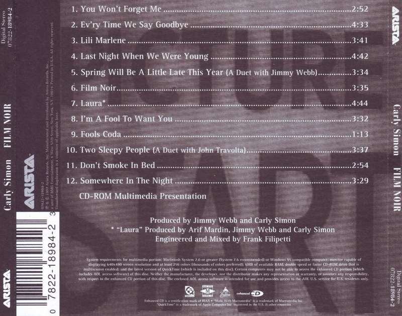CARLY SIMON - Film noir (CD) 07822-18984-2 NM-