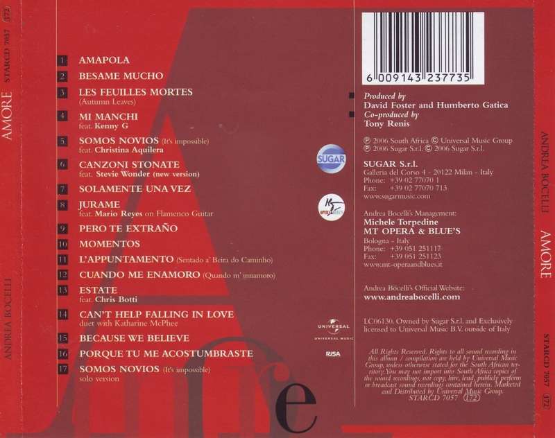 ANDREA BOCELLI - Amore (CD) STARCD 7057 NM-