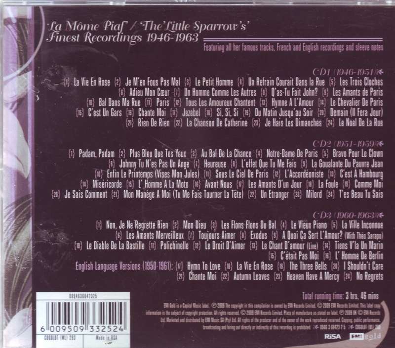 EDITH PIAF - The best of (3 CD set) CDGOLDT (WL) 293 NM-/NM/NM