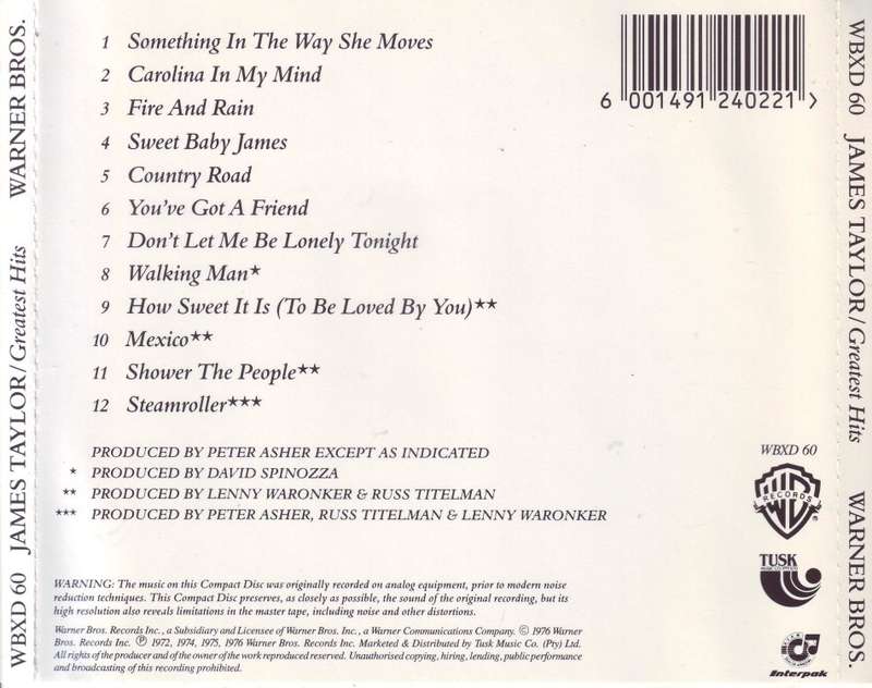 JAMES TAYLOR - Greatest hits (CD) WBXD 60 EX