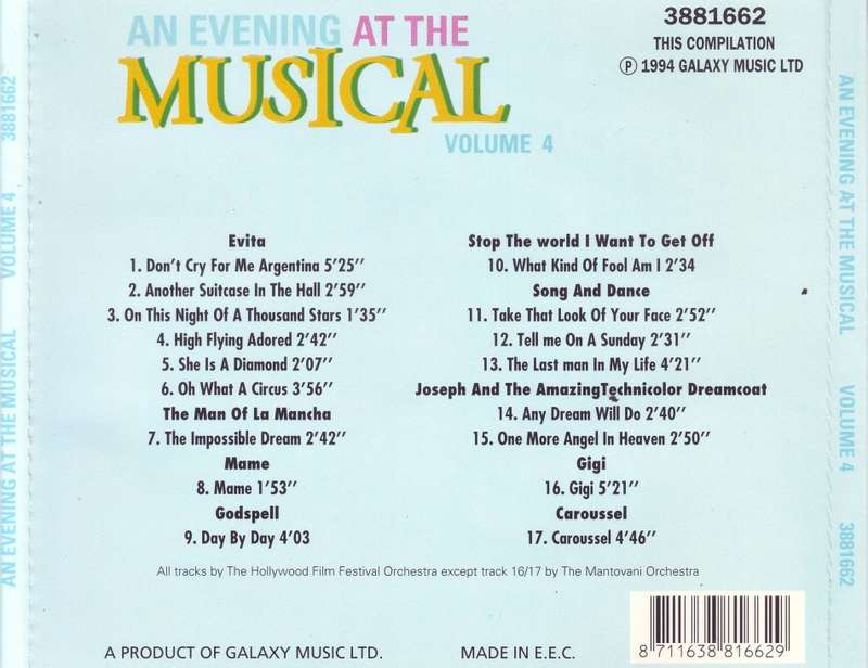 AN EVENING AT THE MUSICAL VOLUME 4 - Compilation (CD) 3881662 NM- (R25 SALE)