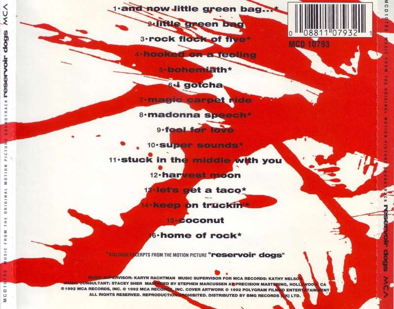 RESERVOIR DOGS - Music from the original motion picture soundtrack (CD) MCD10793 EX