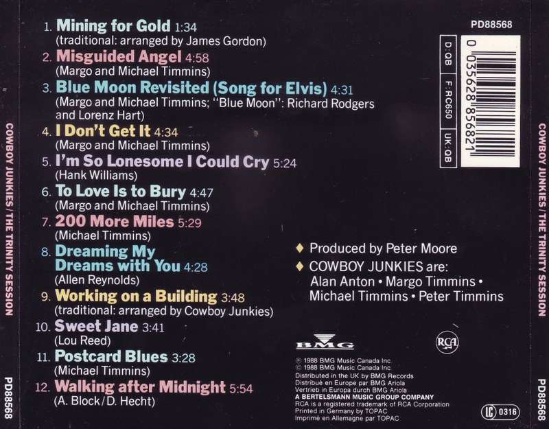 COWBOY JUNKIES - The trinity session (CD) PD88568 VG+
