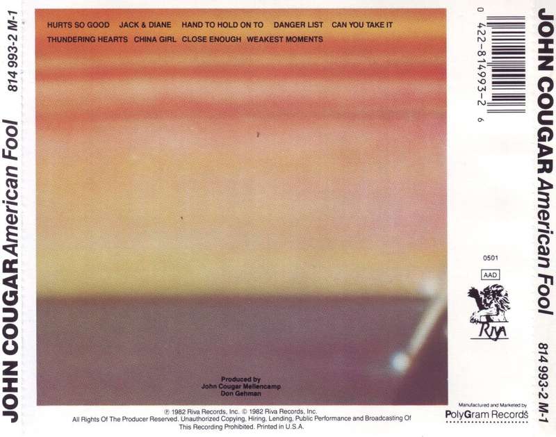 JOHN COUGAR - American fool (CD) 814 993-2 M-1 EX