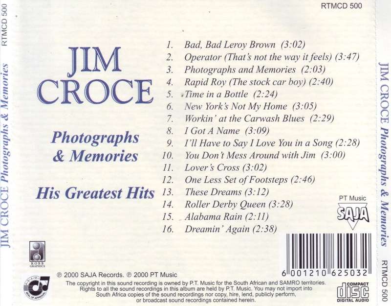 JIM CROCE - Photographs & memories: his greatest hits (CD) RTMCD 500 EX