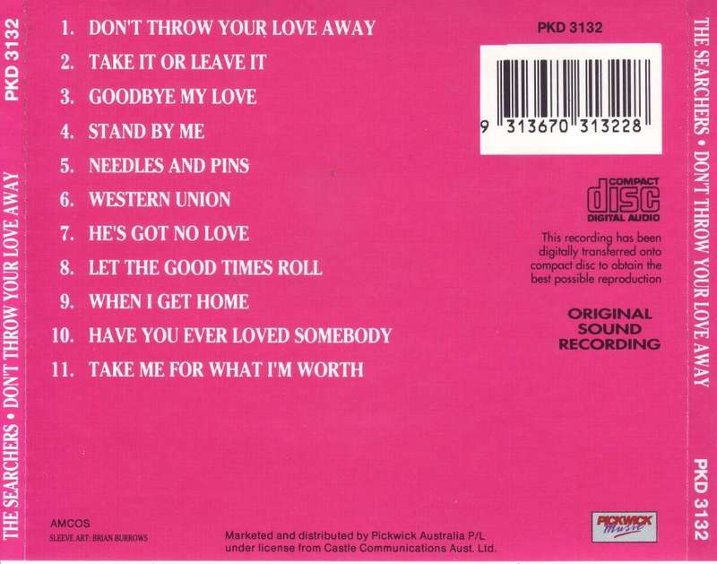 THE SEARCHERS - Don`t throw your love away (CD) PKD 3132 NM