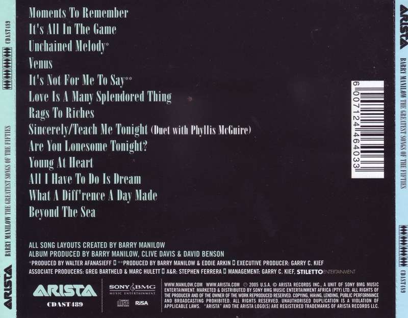 BARRY MANILOW - The greatest songs of the fifties (CD) CDAST489 NM-