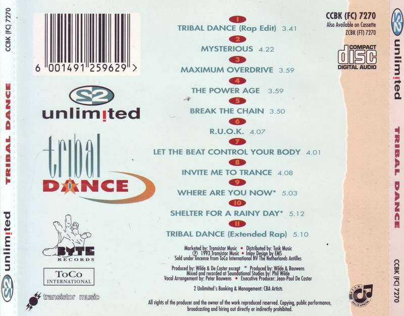 2 UNLIMITED - Tribal dance (CD) CCBK (FC) 7270 NM-