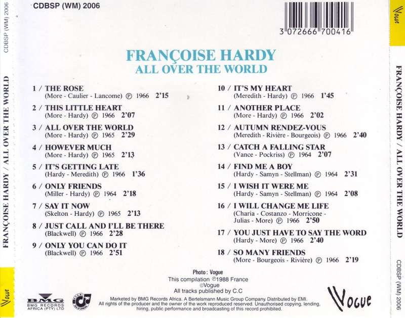 FRANCOISE HARDY - All over the world (CD) CDBSP (WM) 2006 NM-