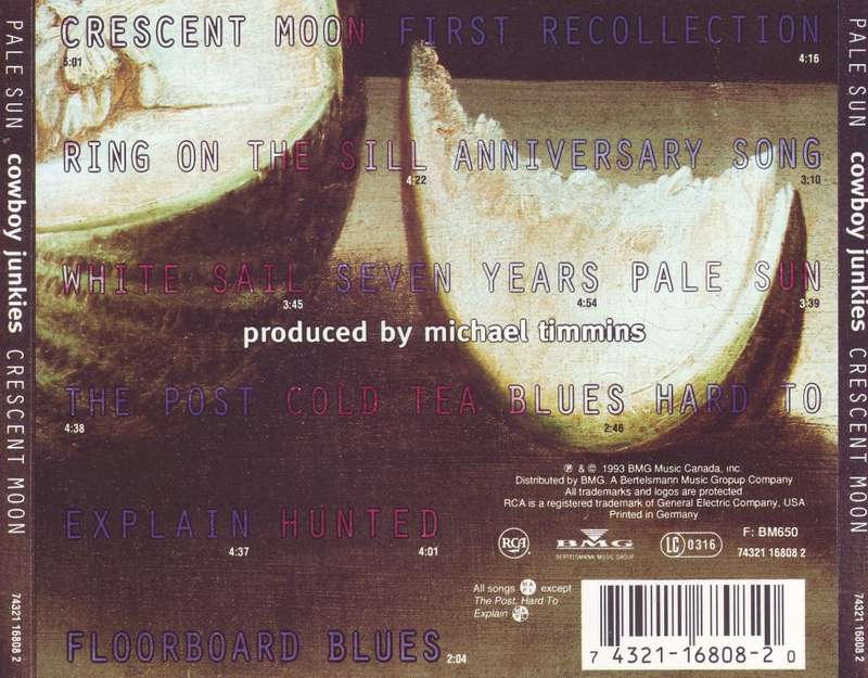COWBOY JUNKIES - Pale sun crescent moon (CD) 74321 16808 2 EX