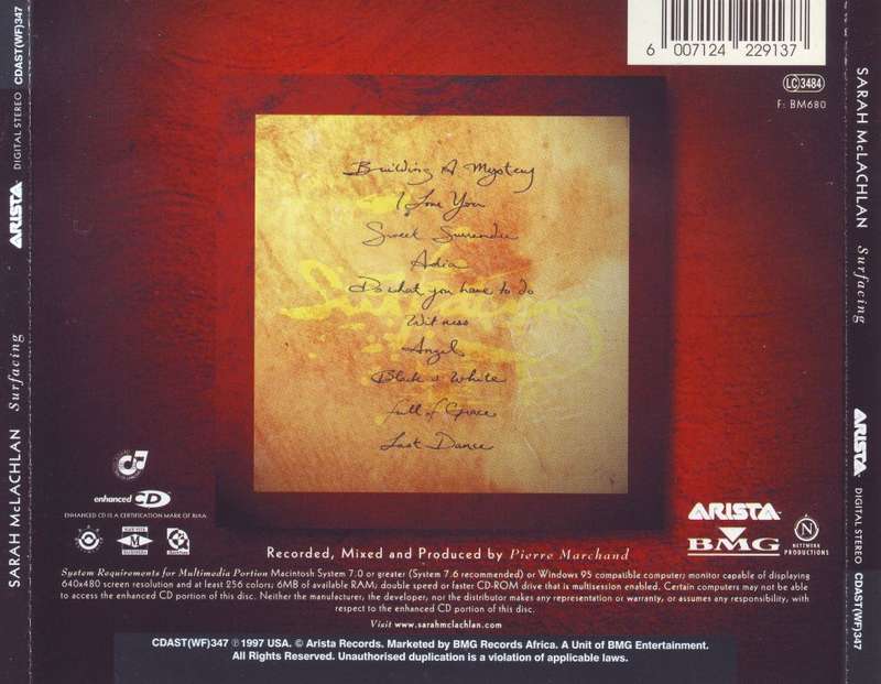 SARAH MCLACHLAN - Surfacing (CD) CDAST(WF)347 NM-