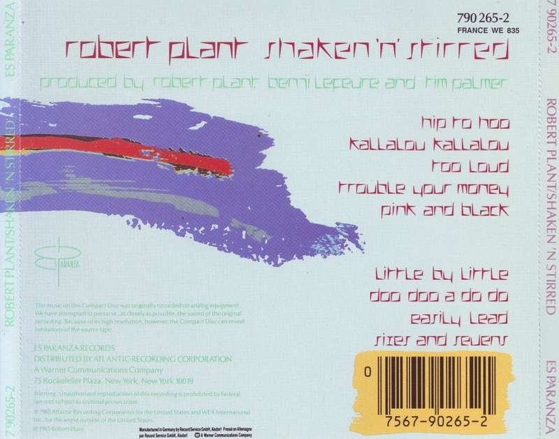 ROBERT PLANT - Shaken `n stirred (CD) 7 90265-2 NM