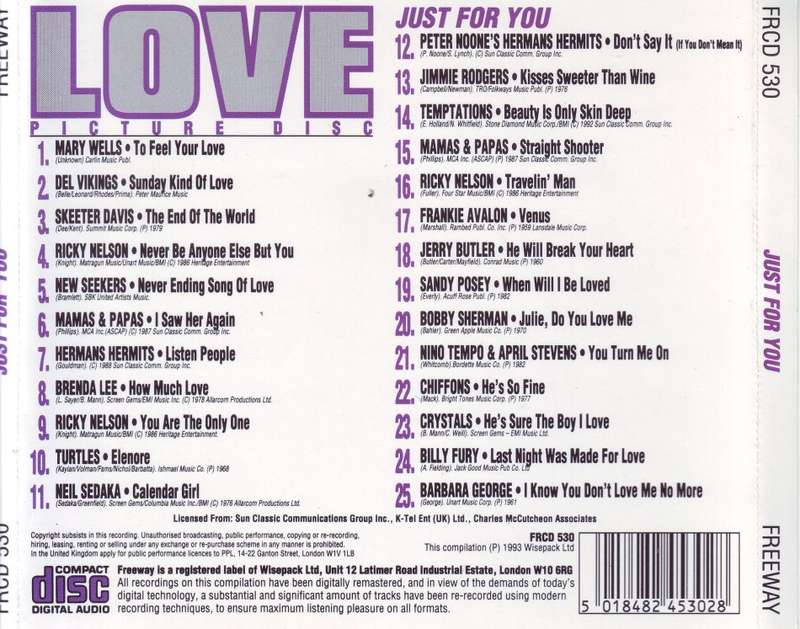 LOVE JUST FOR YOU - Compilation (CD) FRCD 530 NM (R25 SALE)