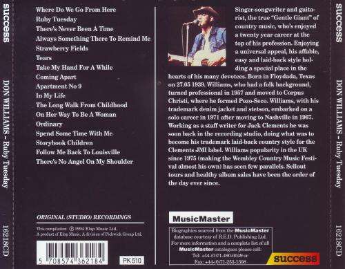 DON WILLIAMS and THE POZO SECO SINGERS - Ruby tuesday (CD) 16218CD NM-