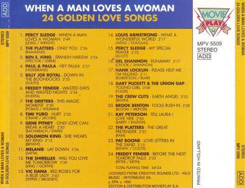 WHEN A MAN LOVES A WOMAN 24 GOLDEN LOVE SONGS - Compilation (CD) MPV 5509 VG+