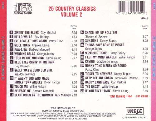 25 COUNTRY CLASSICS VOLUME 2 - Compilation (CD) VAR010 EX