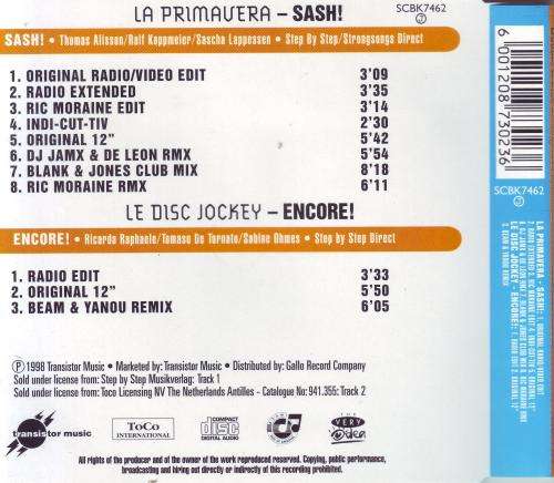 DOUBLE DANCE 3  - Sash! / Encore! SCBK7462 VG+