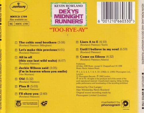 DEXYS MIDNIGHT RUNNERS - `Too-rye-ay` (CD) MMTCD 1799 NM-