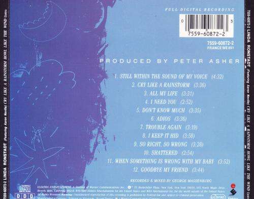 LINDA RONSTADT FT AARON NEVILLE - Cry like a rainstorm, howl like the wind (CD) 7559-60872-2 NM-