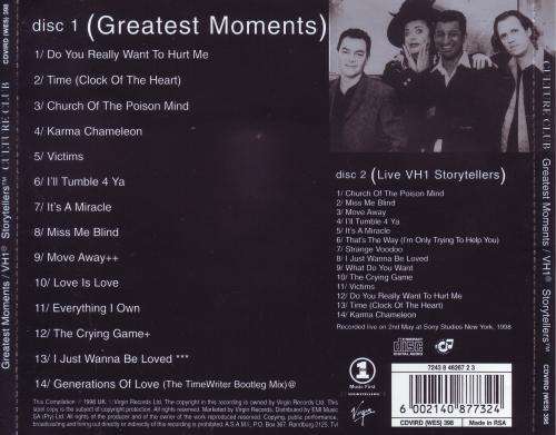 CULTURE CLUB - Greatest moments / VH1 storytellers live (double CD) CDVIRD (WES) 398 EX