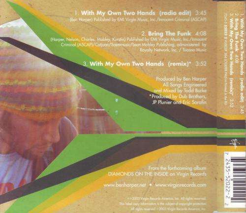 BEN HARPER - With my own two hands (CD single) 7243 5 52022 2 2 VUSCDF264 VG to VG+