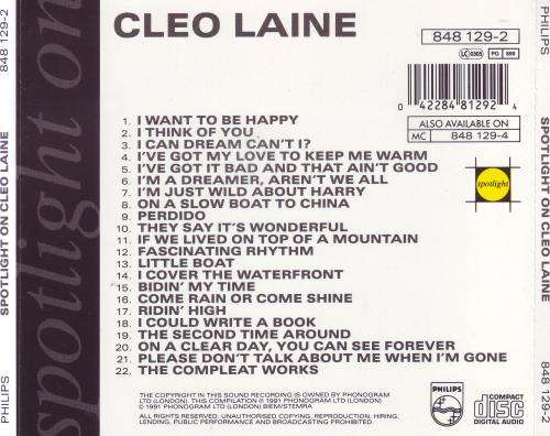 CLEO LAINE - Spotlight On Cleo Laine (CD) 848 129-2 EX