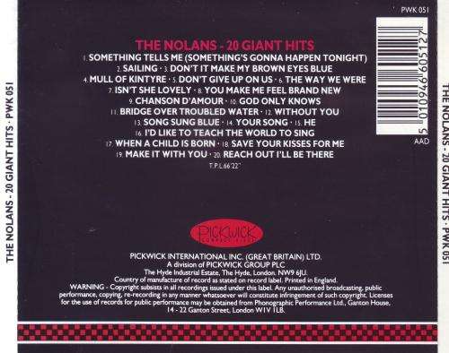 THE NOLANS - 20 giant hits (CD) PWK 051 EX