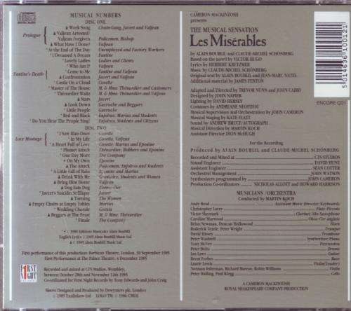 LES MISERABLES - The Original London Cast(double CD fatbox) ENCORE CD1 NM-