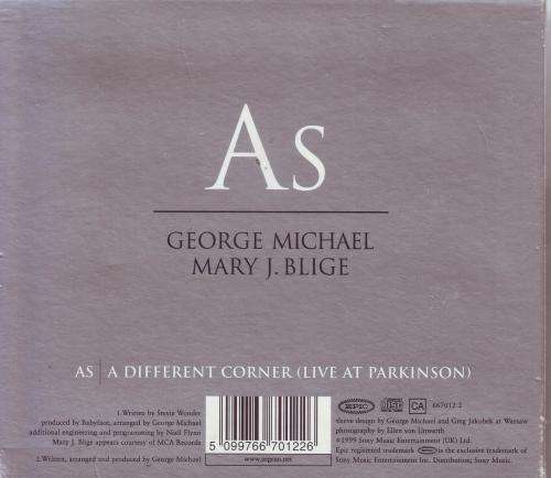 GEORGE MICHAEL & MARY J. BLIGE - As (CD single, digipak)  667012 2 VG to VG+
