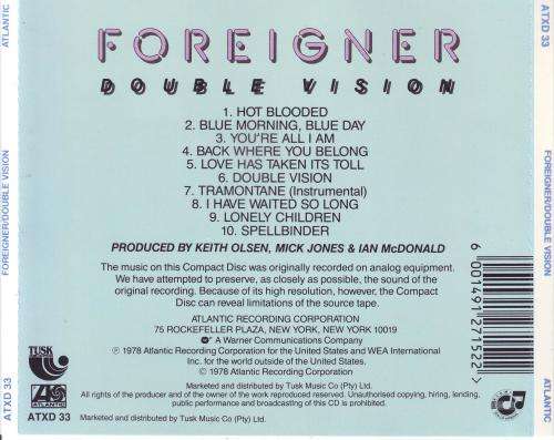 FOREIGNER - Double vision (CD) ATXD 33 NM