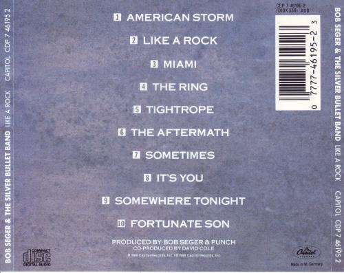 BOB SEGER & THE SILVER BULLET BAND - Like A Rock (CD) CDP 7 46195 2 NM