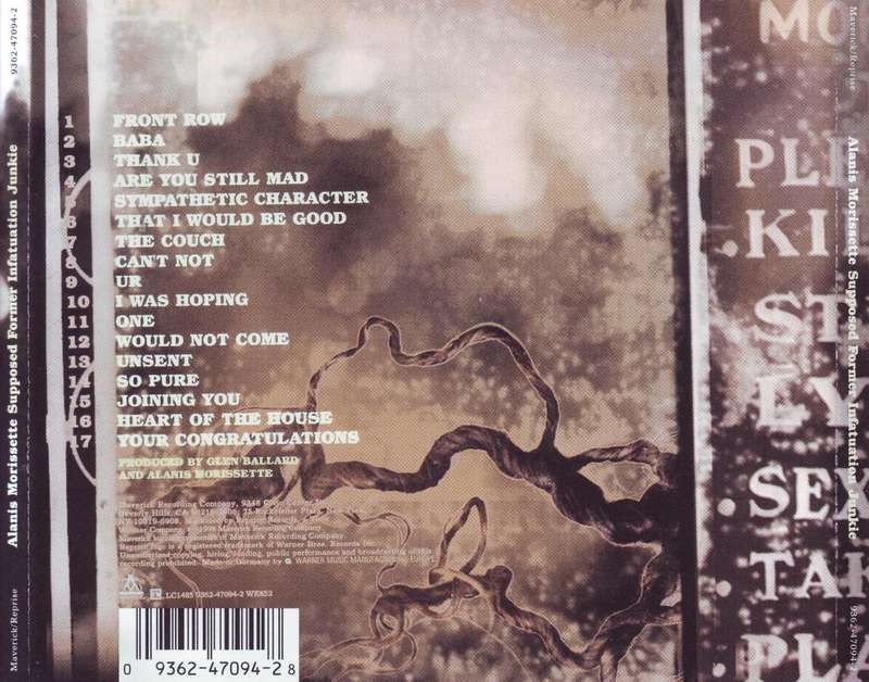 ALANIS MORISSETTE -  Supposed Former Infatuation Junkie (CD) 9362-47094-2 VG to VG+