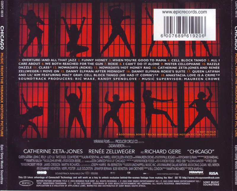 CHICAGO - Music from the miramax motion picture (CD) CDEPC 6618 VG to VG+