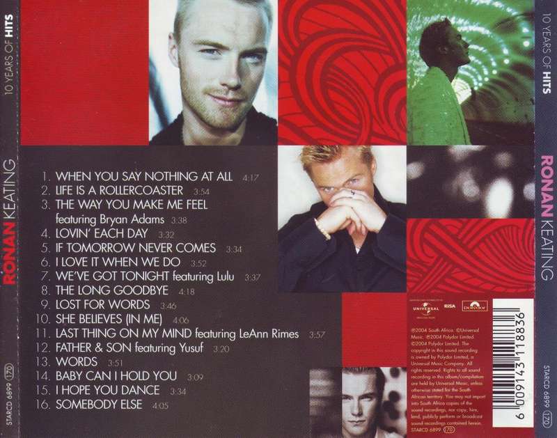 RONAN KEATING - 10 years of hits (CD) STARCD 6899 VG to VG+