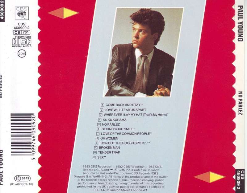 PAUL YOUNG - No parlez (CD) CBS 460909 2 EX