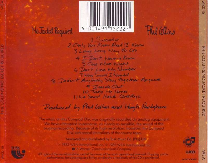 PHIL COLLINS - No jacket required (CD)  WIXD 19 VG+