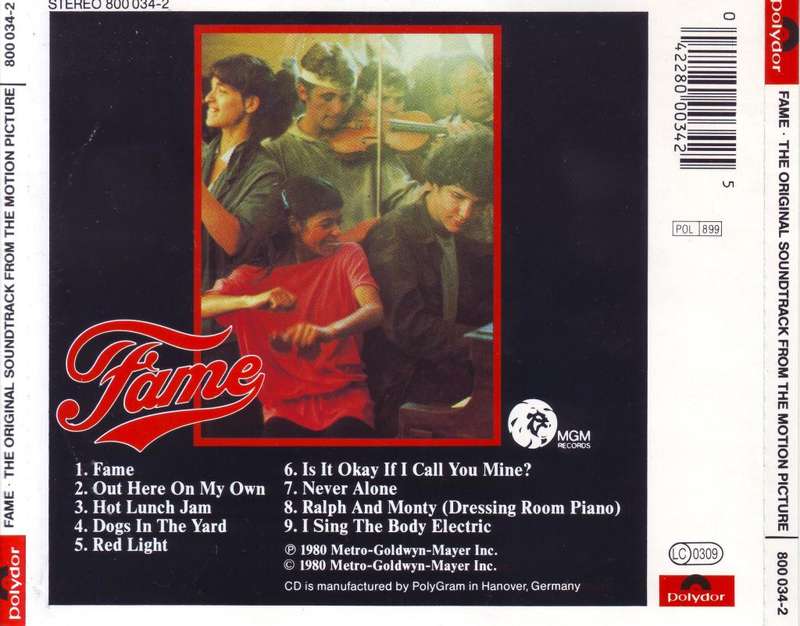 FAME - The original soundtrack from the motion picture (CD) 800 034-2 NM-