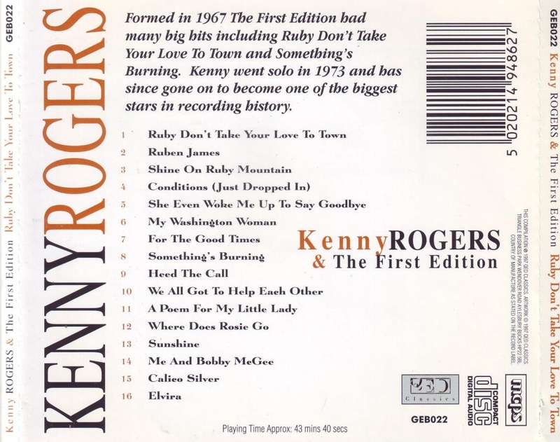 KENNY ROGERS & THE FIRST EDITION - Ruby don`t take your love to town (CD) GEB022 NM-