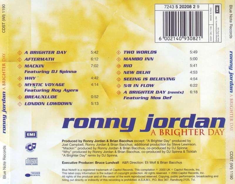 RONNY JORDAN - A brighter day (CD) CDST (WI) 1190 NM-