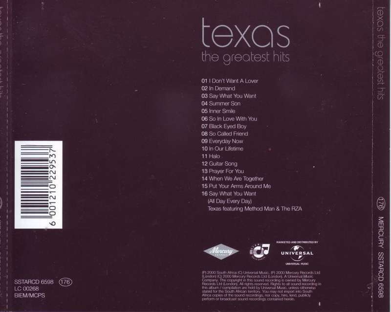 TEXAS - The greatest hits (CD) SSTARCD 6598 VG to VG+