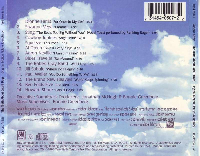 THE TRUTH ABOUT CATS & DOGS - Original motion picture soundtrack (CD) 31454 0507 2 VG+