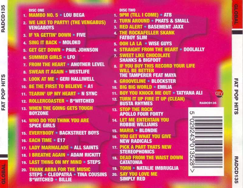 FAT POP HITS - Compillation (double CD) RADCD135 VG