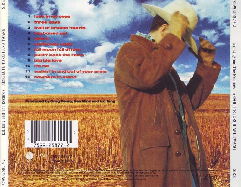 k.d. lang AND THE RECLINES - Absolute torch and twang (CD) 7599-25877-2 EX
