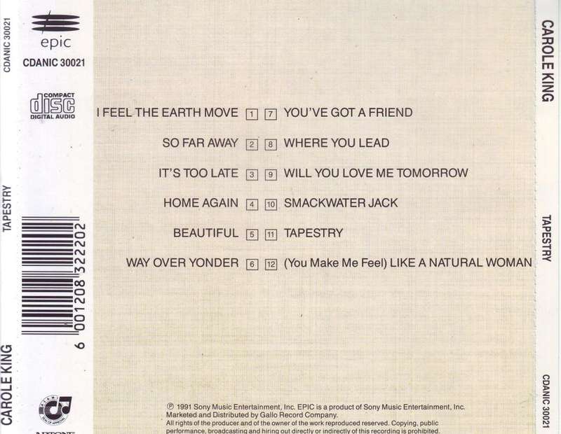 CAROLE KING - Tapestry (CD) CDANIC 30021  NM