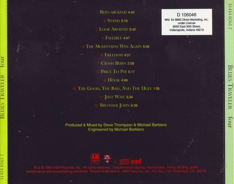 BLUES TRAVELER - Four (CD, club edition) 31454 0265 2 / D 106046  NM-