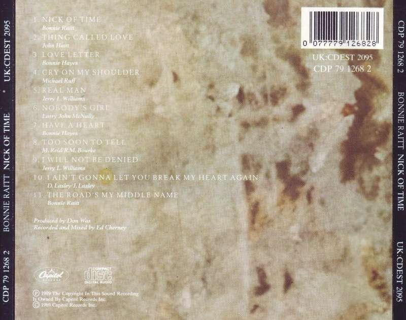 BONNIE RAITT - Nick of time (CD) CDP 79 1268 2 / UK:CDEST 2095 NM