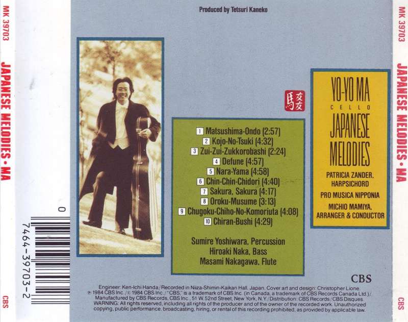 YO-YO MA - Japanese melodies (CD) MK 39703 NM